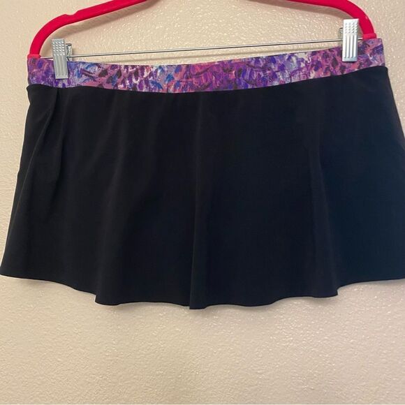 Profile by Gottex swimsuit skirt skort bottom Black Purple Print waist  12 - Picture 2 of 9